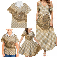 Makue Hawaii Cowboy Palaka Motifs Personalised Family Matching Summer Maxi Dress and Hawaiian Shirt Paniolo Festival Puakenikeni Lei LT14 - Polynesian Pride