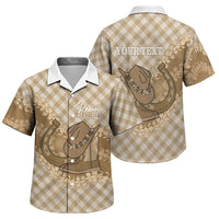 Makue Hawaii Cowboy Palaka Motifs Personalised Family Matching Summer Maxi Dress and Hawaiian Shirt Paniolo Festival Puakenikeni Lei LT14 Son's Shirt Brown - Polynesian Pride