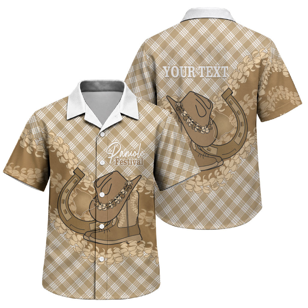 Makue Hawaii Cowboy Palaka Motifs Personalised Family Matching Tank Maxi Dress and Hawaiian Shirt Paniolo Festival Puakenikeni Lei LT14 Son's Shirt Brown - Polynesian Pride