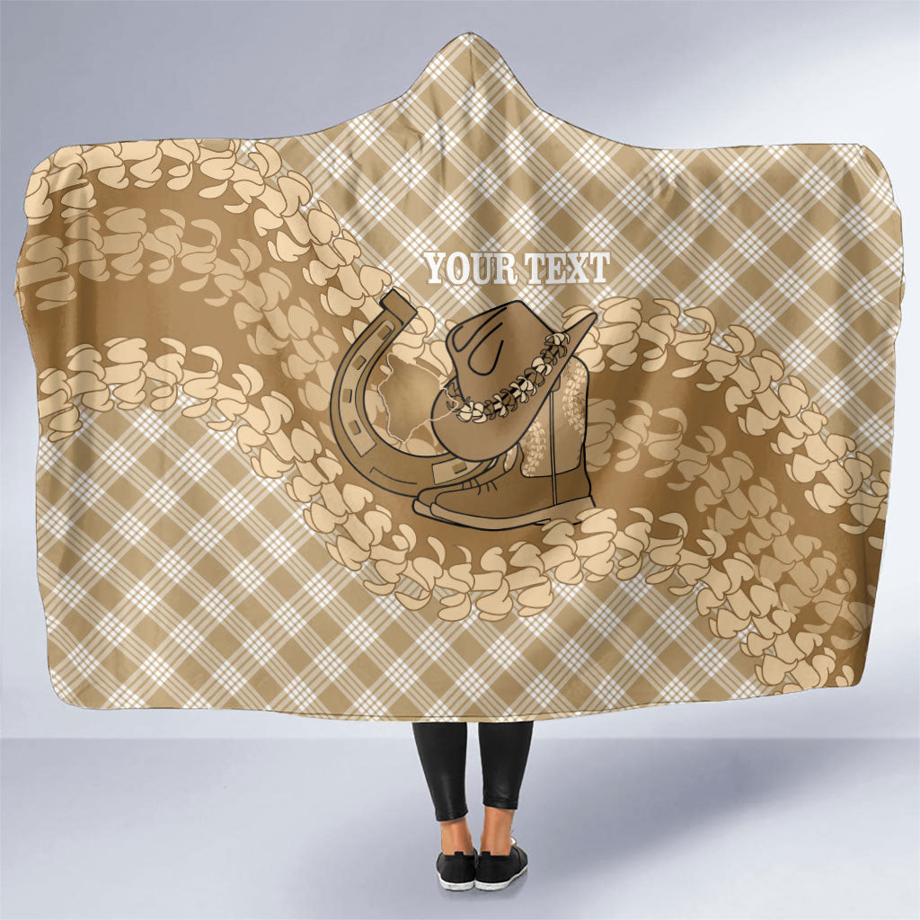 Makue Hawaii Cowboy Palaka Motifs Personalised Hooded Blanket Paniolo Festival Puakenikeni Lei LT14 One Size Brown - Polynesian Pride