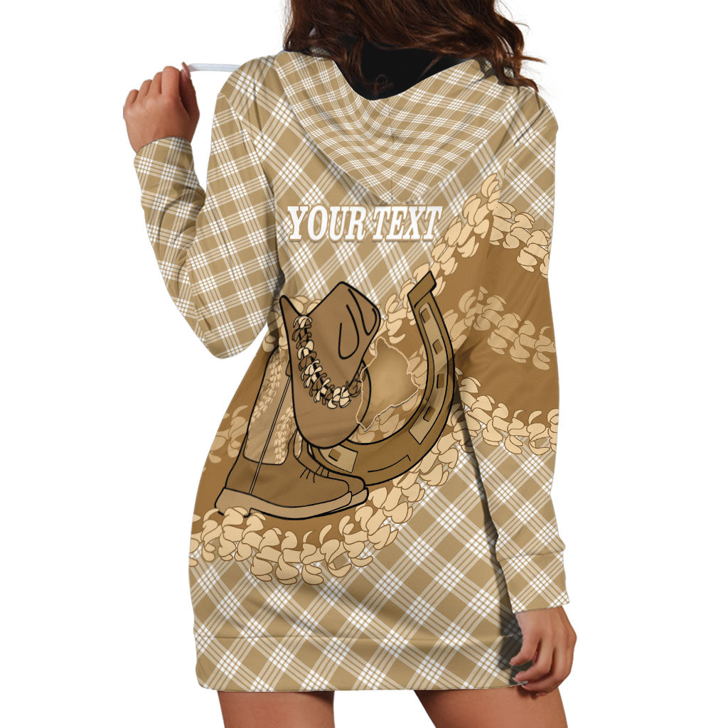 Makue Hawaii Cowboy Palaka Motifs Personalised Hoodie Dress Paniolo Festival Puakenikeni Lei LT14 - Polynesian Pride