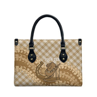Makue Hawaii Cowboy Palaka Motifs Personalised Leather Bag Paniolo Festival Puakenikeni Lei LT14 - Polynesian Pride
