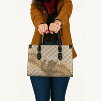 Makue Hawaii Cowboy Palaka Motifs Personalised Leather Bag Paniolo Festival Puakenikeni Lei LT14 - Polynesian Pride