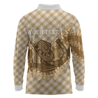 Makue Hawaii Cowboy Palaka Motifs Personalised Long Sleeve Polo Shirt Paniolo Festival Puakenikeni Lei LT14 - Polynesian Pride
