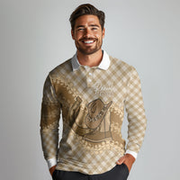 Makue Hawaii Cowboy Palaka Motifs Personalised Long Sleeve Polo Shirt Paniolo Festival Puakenikeni Lei LT14 - Polynesian Pride