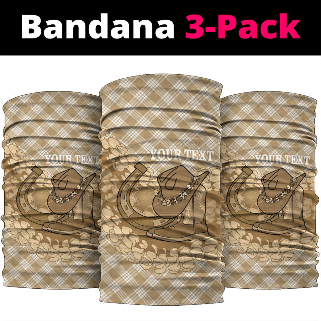 Makue Hawaii Cowboy Palaka Motifs Personalised Neck Gaiter Paniolo Festival Puakenikeni Lei LT14 package One Size: 25*50cm Brown - Polynesian Pride