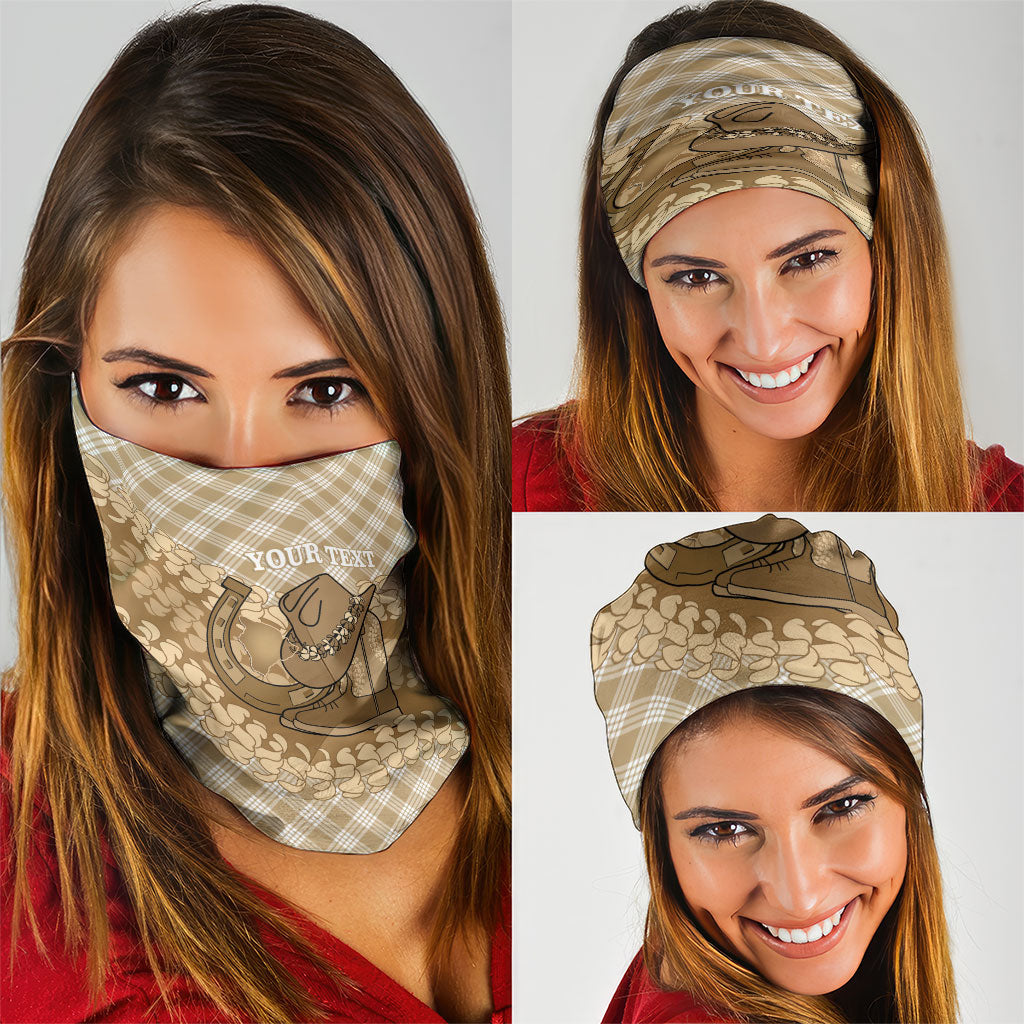 Makue Hawaii Cowboy Palaka Motifs Personalised Neck Gaiter Paniolo Festival Puakenikeni Lei LT14 - Polynesian Pride