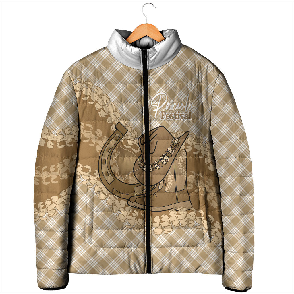 Makue Hawaii Cowboy Palaka Motifs Personalised Padded Jacket Paniolo Festival Puakenikeni Lei LT14 - Polynesian Pride
