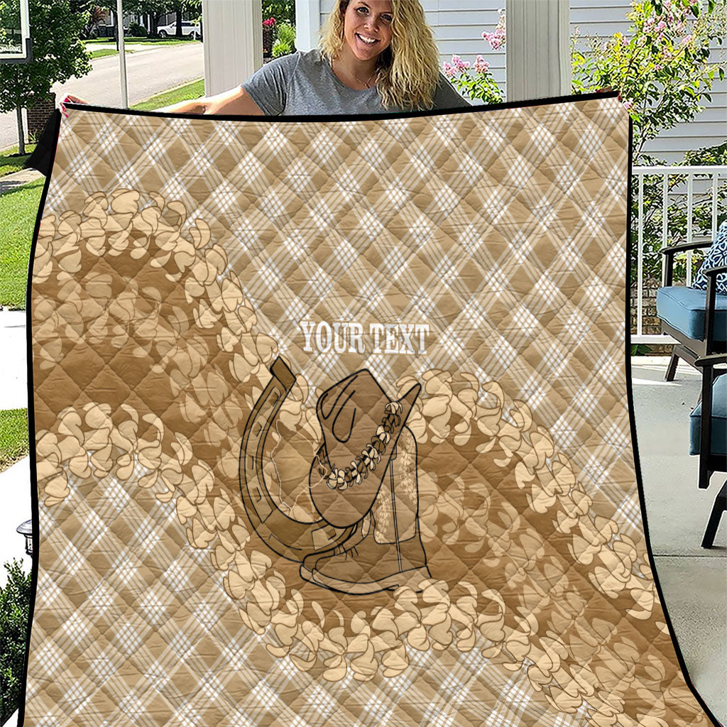 Makue Hawaii Cowboy Palaka Motifs Personalised Quilt Paniolo Festival Puakenikeni Lei LT14 Brown - Polynesian Pride