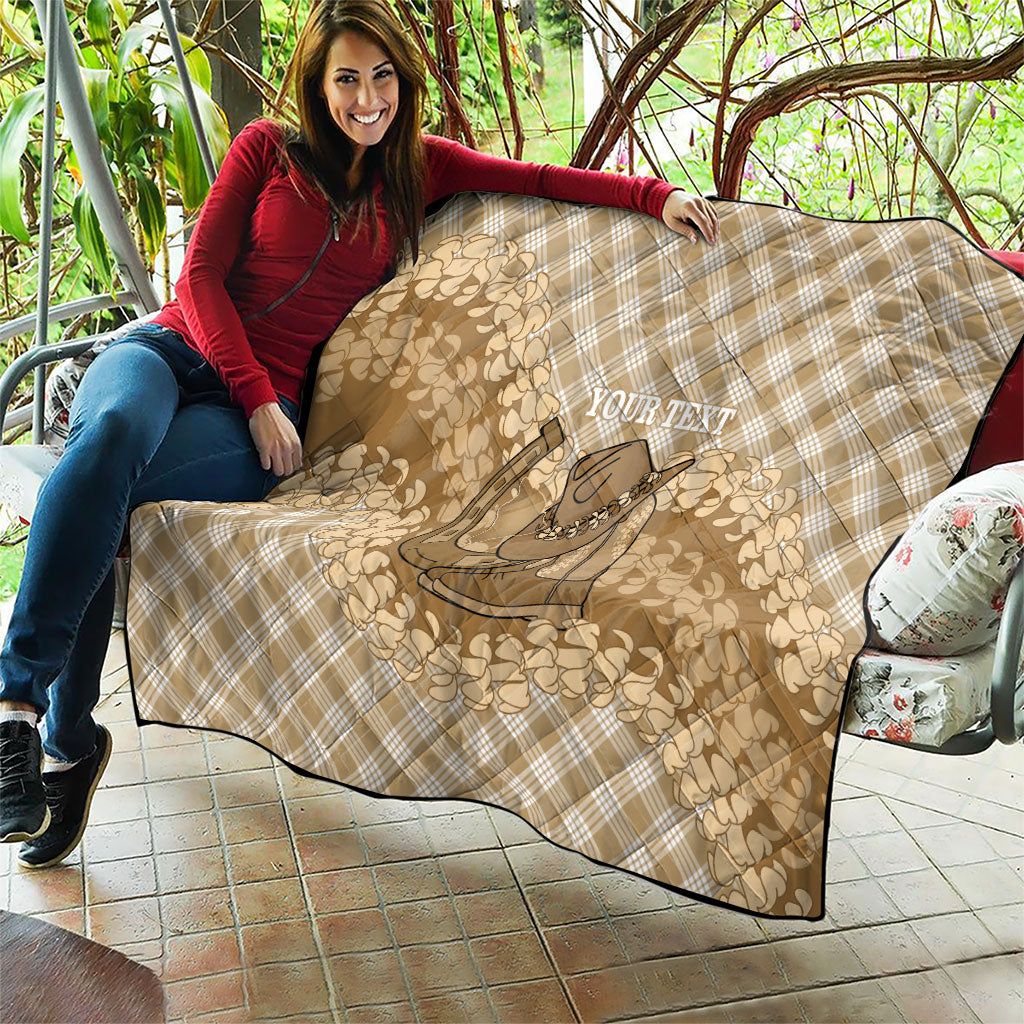 Makue Hawaii Cowboy Palaka Motifs Personalised Quilt Paniolo Festival Puakenikeni Lei LT14 - Polynesian Pride