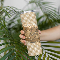 Makue Hawaii Cowboy Palaka Motifs Personalised Skinny Tumbler Paniolo Festival Puakenikeni Lei LT14 - Polynesian Pride