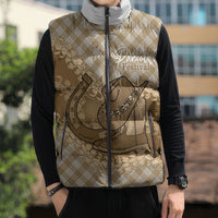 Makue Hawaii Cowboy Palaka Motifs Personalised Sleeveless Puffer Jacket Paniolo Festival Puakenikeni Lei LT14 - Polynesian Pride