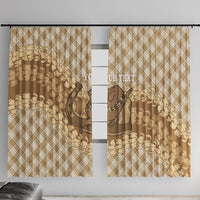 Makue Hawaii Cowboy Palaka Motifs Personalised Window Curtain Paniolo Festival Puakenikeni Lei LT14 With Hooks Brown - Polynesian Pride