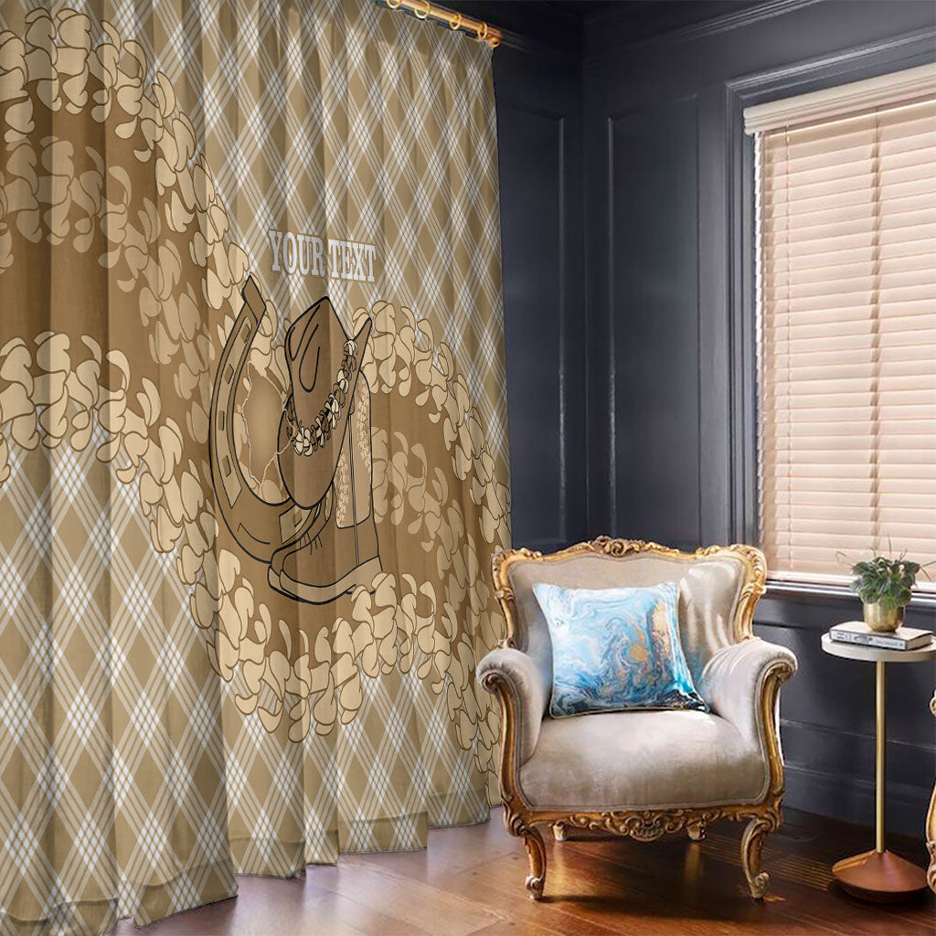 Makue Hawaii Cowboy Palaka Motifs Personalised Window Curtain Paniolo Festival Puakenikeni Lei LT14 - Polynesian Pride