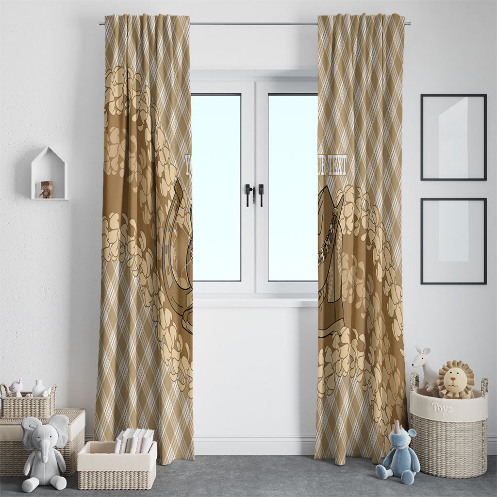 Makue Hawaii Cowboy Palaka Motifs Personalised Window Curtain Paniolo Festival Puakenikeni Lei LT14 - Polynesian Pride