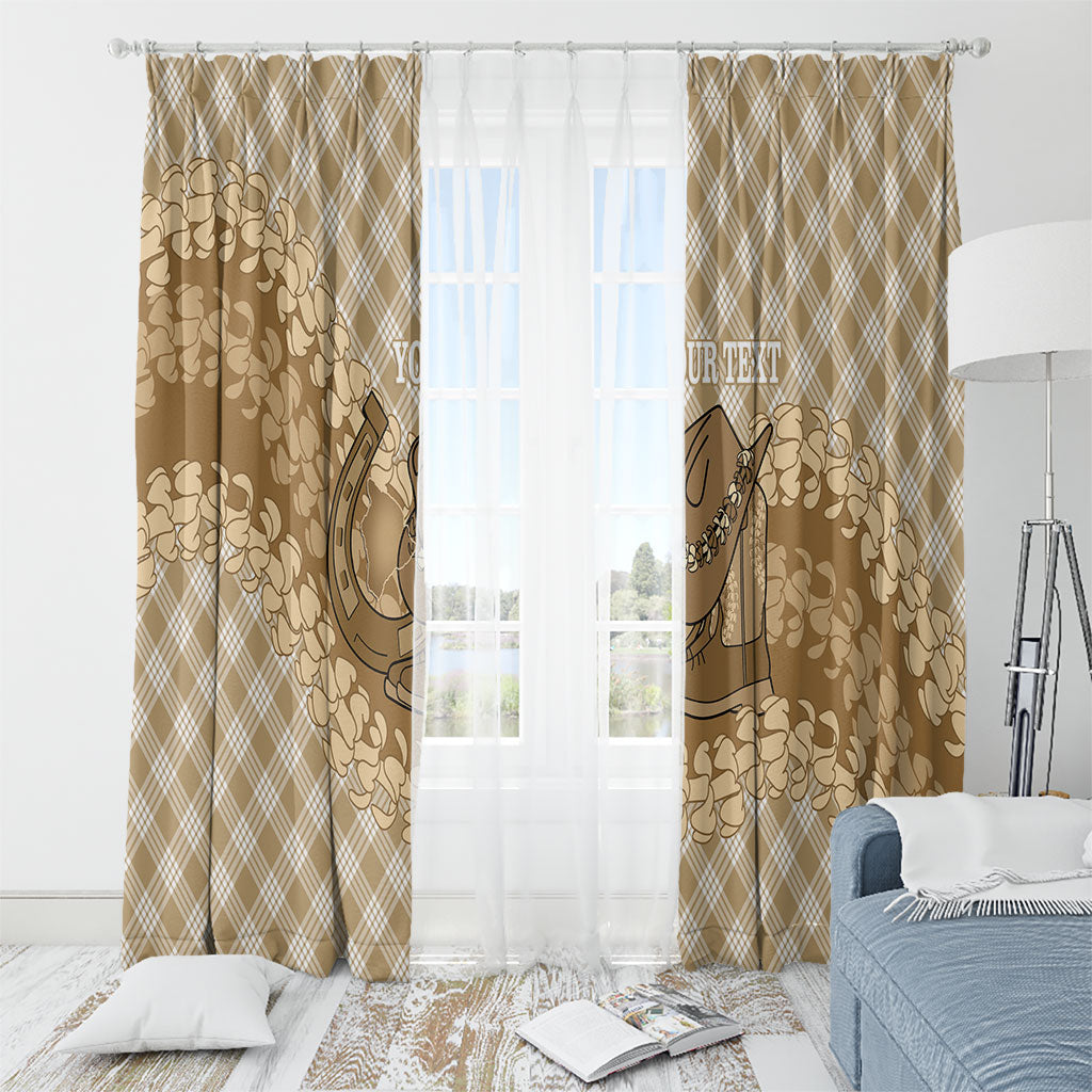 Makue Hawaii Cowboy Palaka Motifs Personalised Window Curtain Paniolo Festival Puakenikeni Lei LT14 - Polynesian Pride