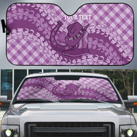 Poni Hawaii Cowboy Palaka Motifs Personalised Auto Sun Shade Paniolo Festival Puakenikeni Lei LT14 Purple - Polynesian Pride