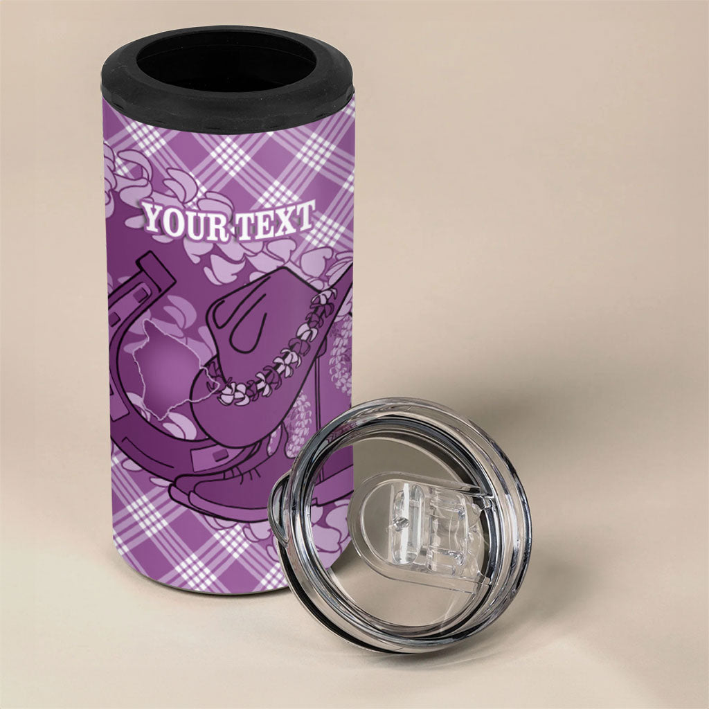 Poni Hawaii Cowboy Palaka Motifs Personalised 4 in 1 Can Cooler Tumbler Paniolo Festival Puakenikeni Lei LT14 - Polynesian Pride