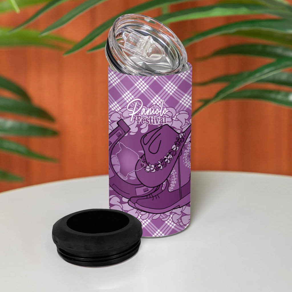 Poni Hawaii Cowboy Palaka Motifs Personalised 4 in 1 Can Cooler Tumbler Paniolo Festival Puakenikeni Lei LT14 - Polynesian Pride
