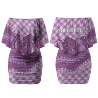 Poni Hawaii Cowboy Palaka Motifs Personalised Couples Matching Off Shoulder Short Dress and Hawaiian Shirt Paniolo Festival Puakenikeni Lei LT14 - Polynesian Pride