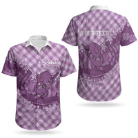 Poni Hawaii Cowboy Palaka Motifs Personalised Couples Matching Off Shoulder Short Dress and Hawaiian Shirt Paniolo Festival Puakenikeni Lei LT14 - Polynesian Pride