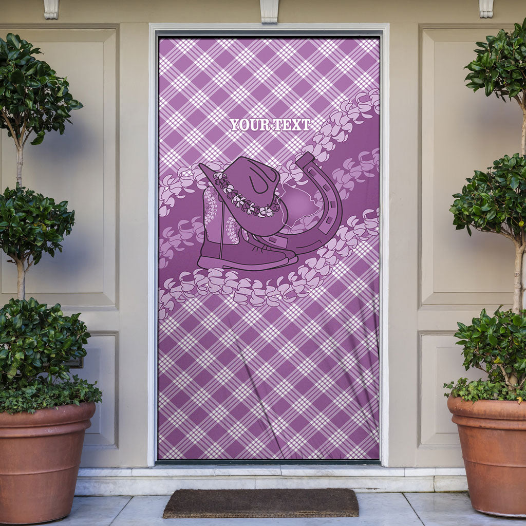 Poni Hawaii Cowboy Palaka Motifs Personalised Door Cover Paniolo Festival Puakenikeni Lei