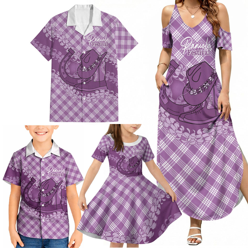 Poni Hawaii Cowboy Palaka Motifs Personalised Family Matching Summer Maxi Dress and Hawaiian Shirt Paniolo Festival Puakenikeni Lei LT14 - Polynesian Pride