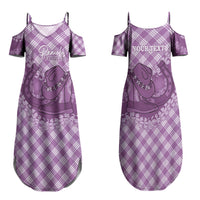 Poni Hawaii Cowboy Palaka Motifs Personalised Family Matching Summer Maxi Dress and Hawaiian Shirt Paniolo Festival Puakenikeni Lei LT14 Mom's Dress Purple - Polynesian Pride
