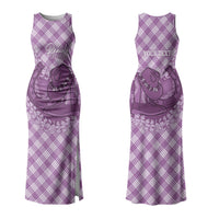 Poni Hawaii Cowboy Palaka Motifs Personalised Family Matching Tank Maxi Dress and Hawaiian Shirt Paniolo Festival Puakenikeni Lei LT14 Mom's Dress Purple - Polynesian Pride