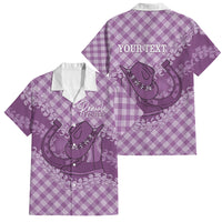 Poni Hawaii Cowboy Palaka Motifs Personalised Family Matching Tank Maxi Dress and Hawaiian Shirt Paniolo Festival Puakenikeni Lei LT14 Dad's Shirt - Short Sleeve Purple - Polynesian Pride