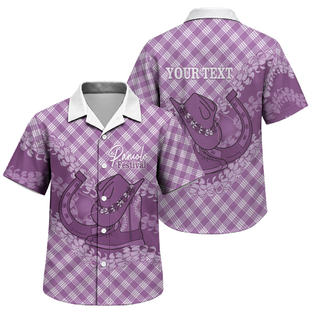 Poni Hawaii Cowboy Palaka Motifs Personalised Family Matching Tank Maxi Dress and Hawaiian Shirt Paniolo Festival Puakenikeni Lei LT14 Son's Shirt Purple - Polynesian Pride