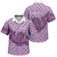 Poni Hawaii Cowboy Palaka Motifs Personalised Family Matching Tank Maxi Dress and Hawaiian Shirt Paniolo Festival Puakenikeni Lei LT14 Son's Shirt Purple - Polynesian Pride