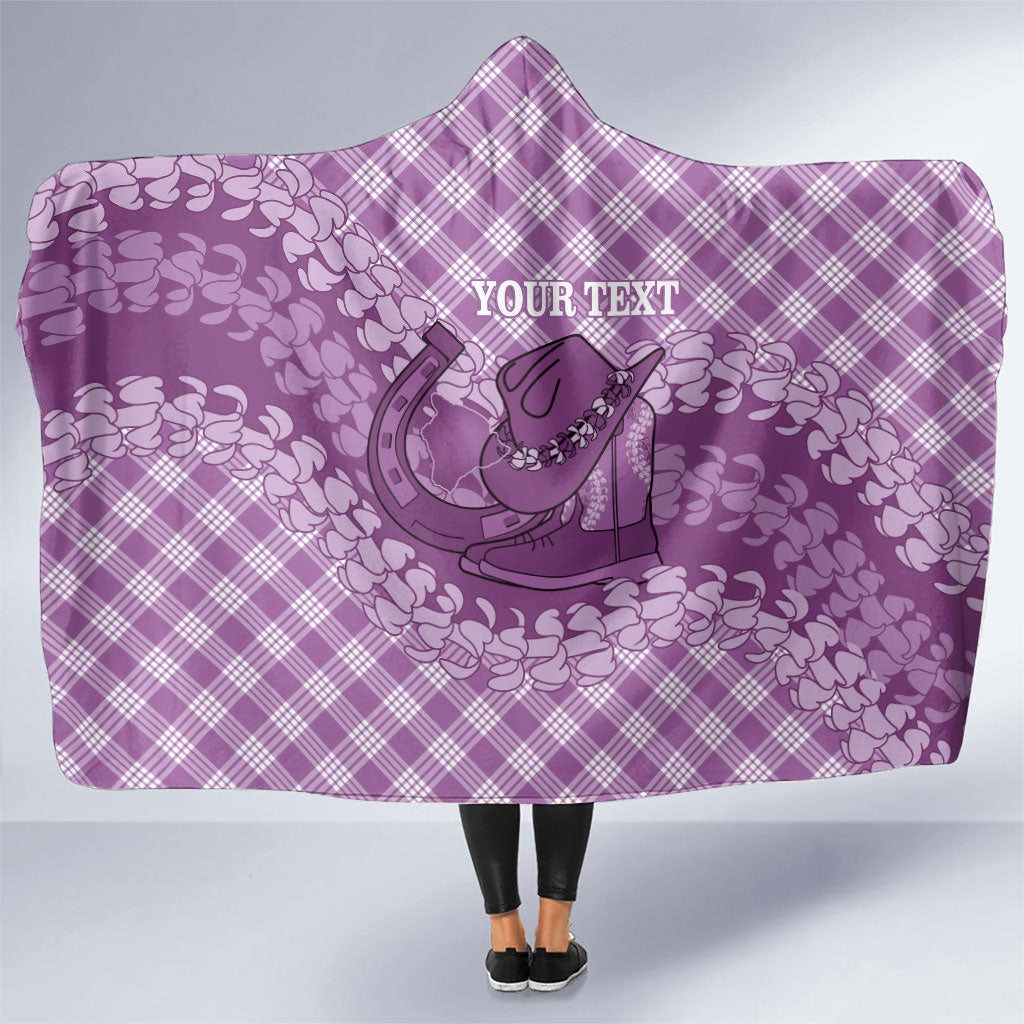 Poni Hawaii Cowboy Palaka Motifs Personalised Hooded Blanket Paniolo Festival Puakenikeni Lei LT14 One Size Purple - Polynesian Pride