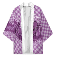 Poni Hawaii Cowboy Palaka Motifs Personalised Kimono Paniolo Festival Puakenikeni Lei LT14 Unisex Purple - Polynesian Pride