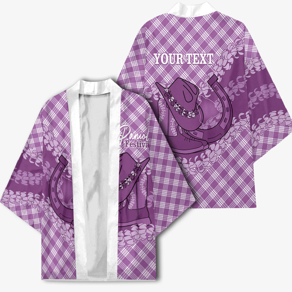 Poni Hawaii Cowboy Palaka Motifs Personalised Kimono Paniolo Festival Puakenikeni Lei LT14 - Polynesian Pride