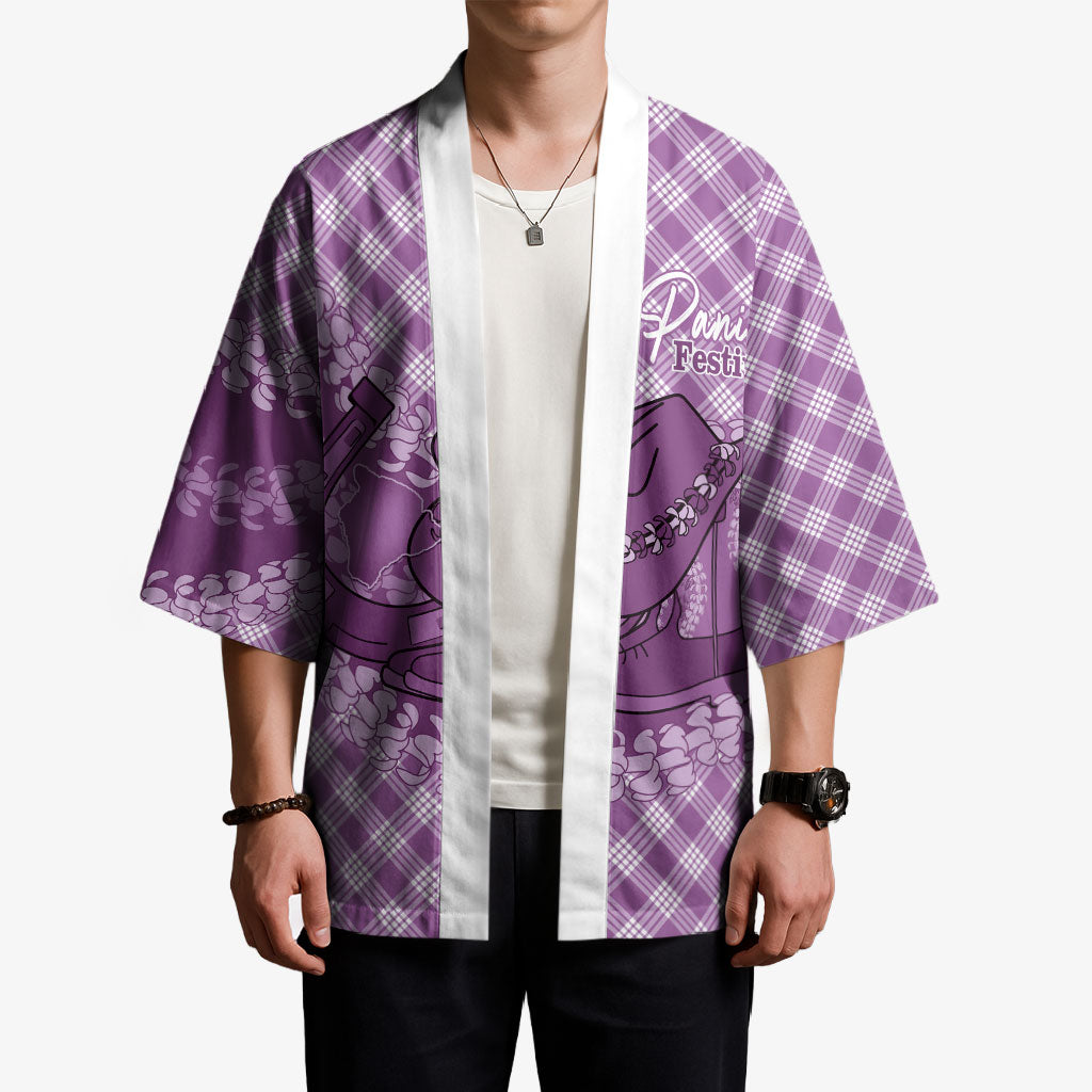 Poni Hawaii Cowboy Palaka Motifs Personalised Kimono Paniolo Festival Puakenikeni Lei LT14 - Polynesian Pride