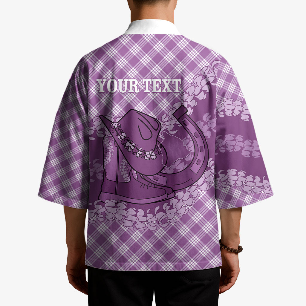 Poni Hawaii Cowboy Palaka Motifs Personalised Kimono Paniolo Festival Puakenikeni Lei LT14 - Polynesian Pride