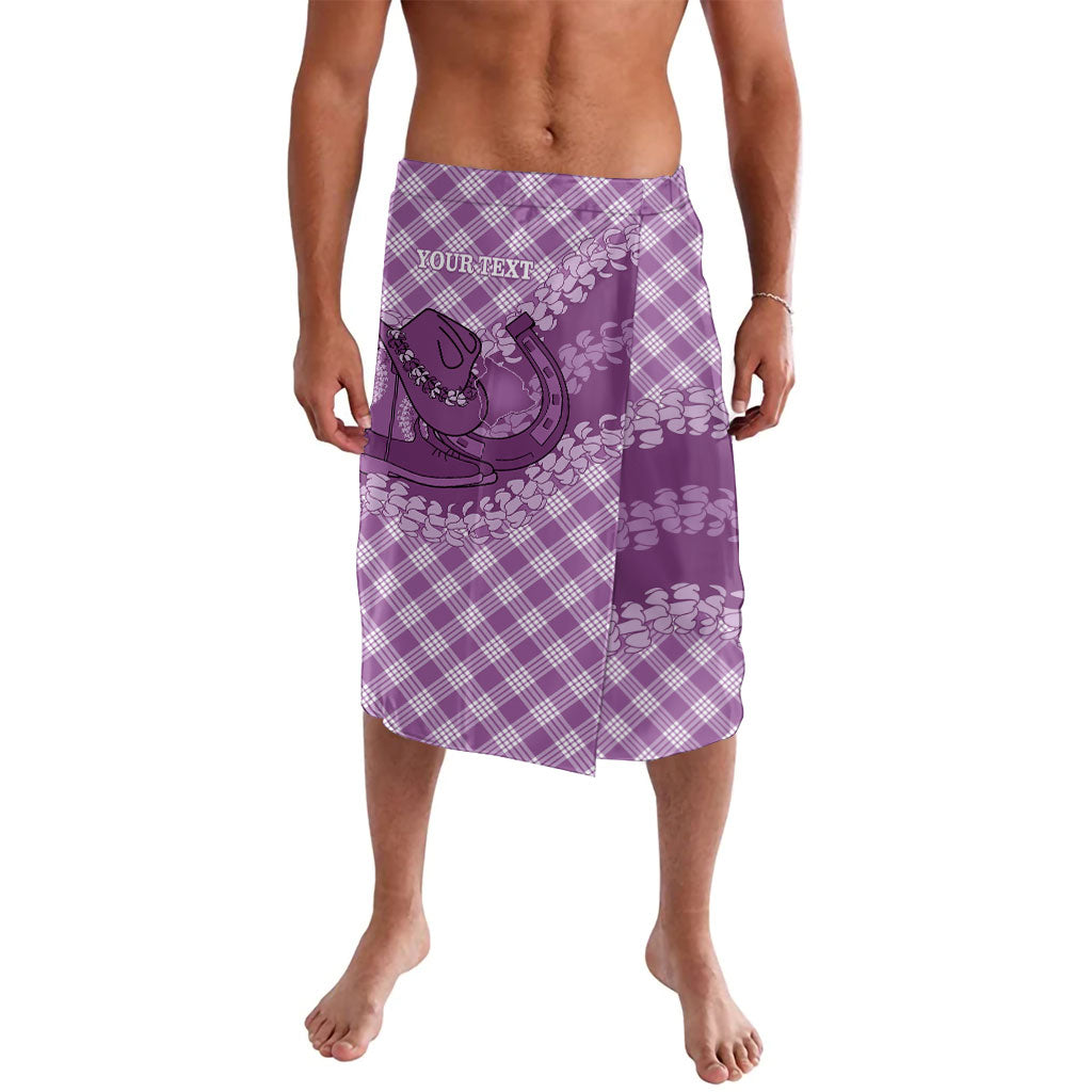 Poni Hawaii Cowboy Palaka Motifs Personalised Lavalava Paniolo Festival Puakenikeni Lei LT14 Purple - Polynesian Pride