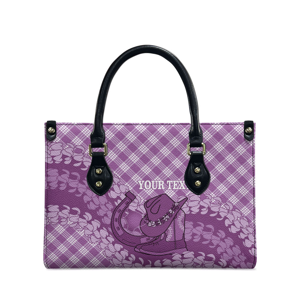 Poni Hawaii Cowboy Palaka Motifs Personalised Leather Bag Paniolo Festival Puakenikeni Lei LT14 - Polynesian Pride