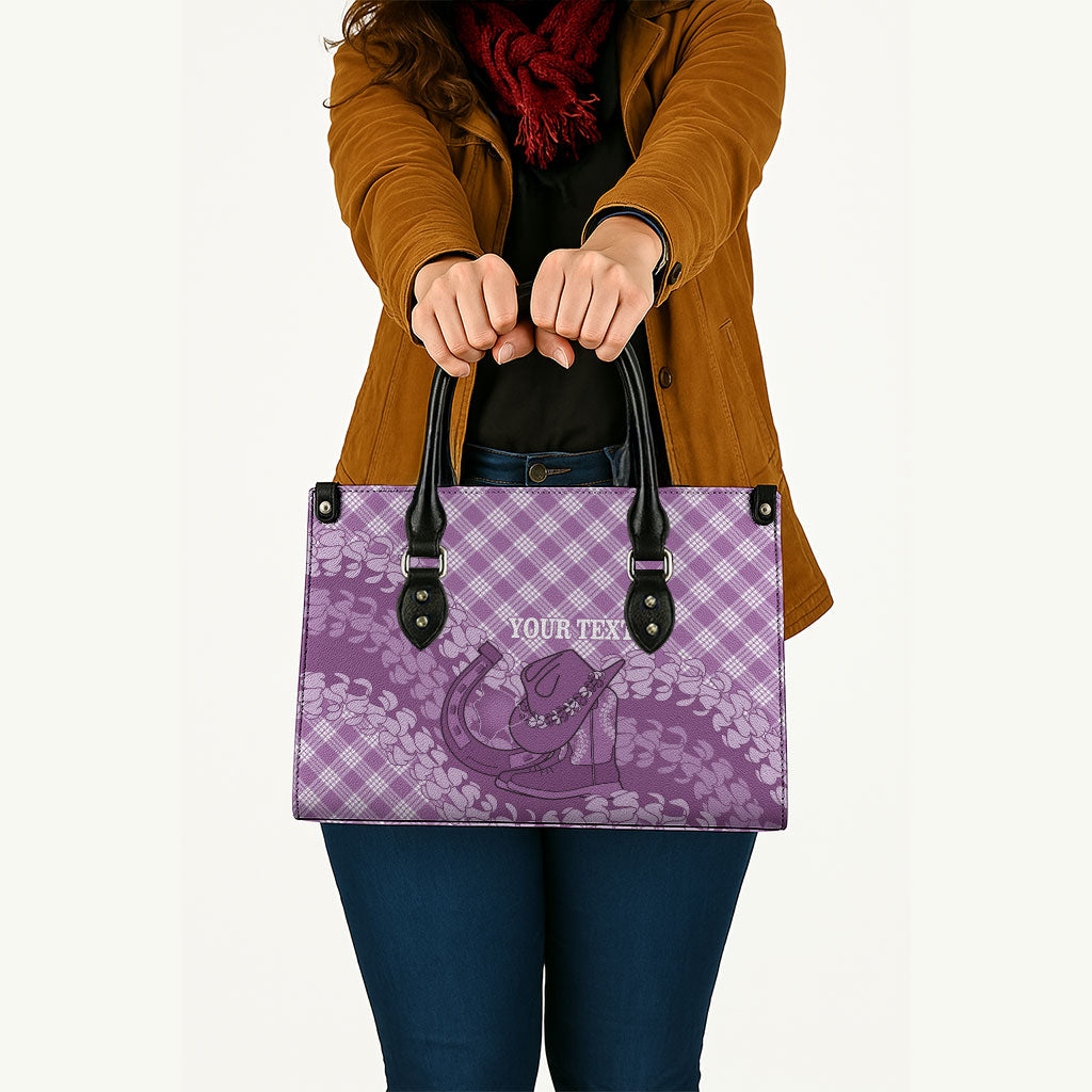 Poni Hawaii Cowboy Palaka Motifs Personalised Leather Bag Paniolo Festival Puakenikeni Lei LT14 - Polynesian Pride