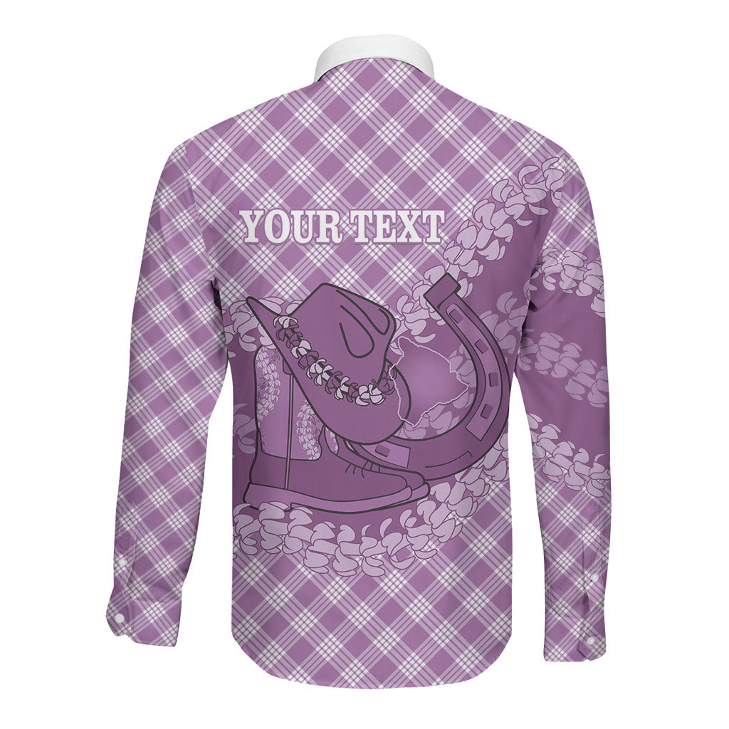 Poni Hawaii Cowboy Palaka Motifs Personalised Long Sleeve Button Shirt Paniolo Festival Puakenikeni Lei LT14 - Polynesian Pride