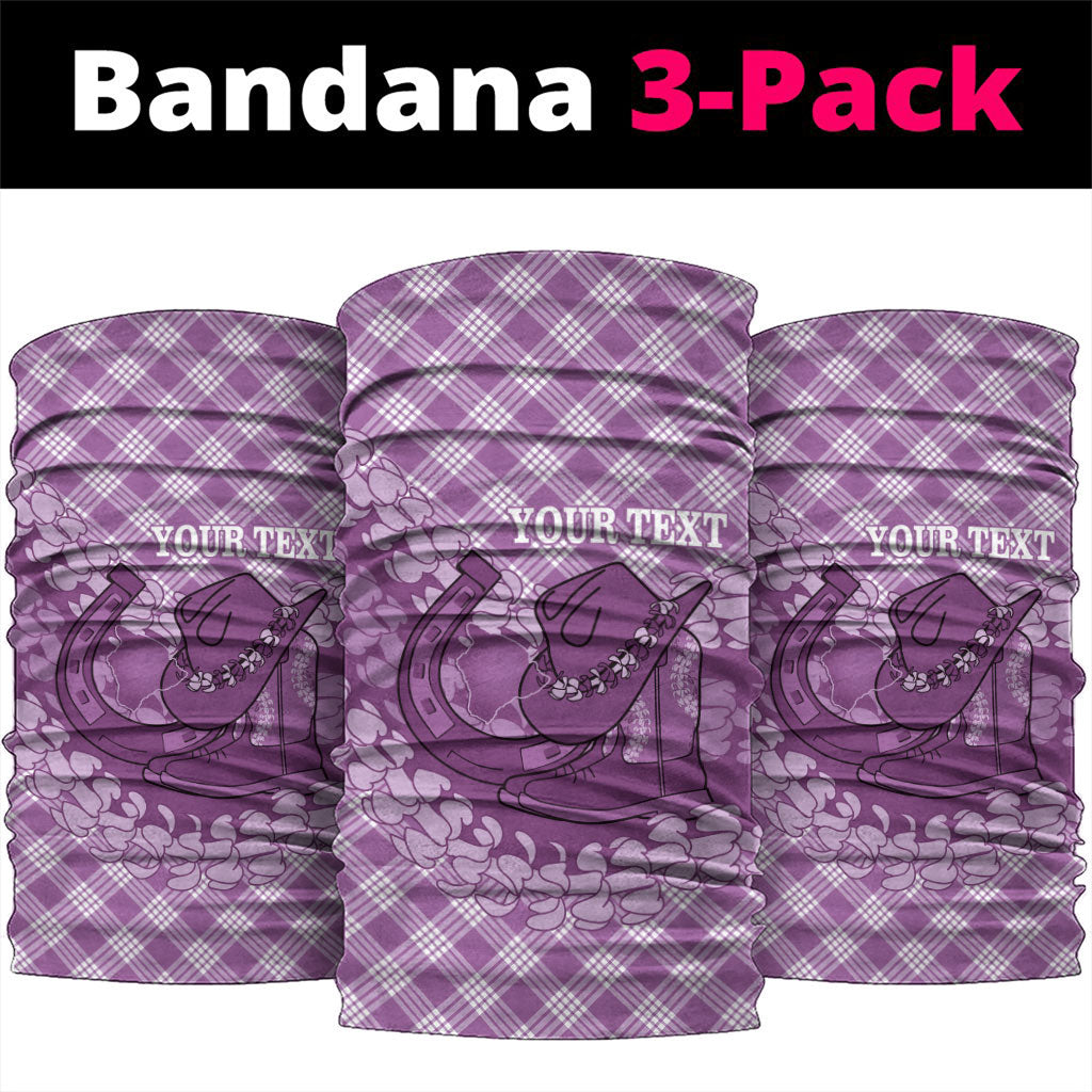 Poni Hawaii Cowboy Palaka Motifs Personalised Neck Gaiter Paniolo Festival Puakenikeni Lei LT14 package One Size: 25*50cm Purple - Polynesian Pride