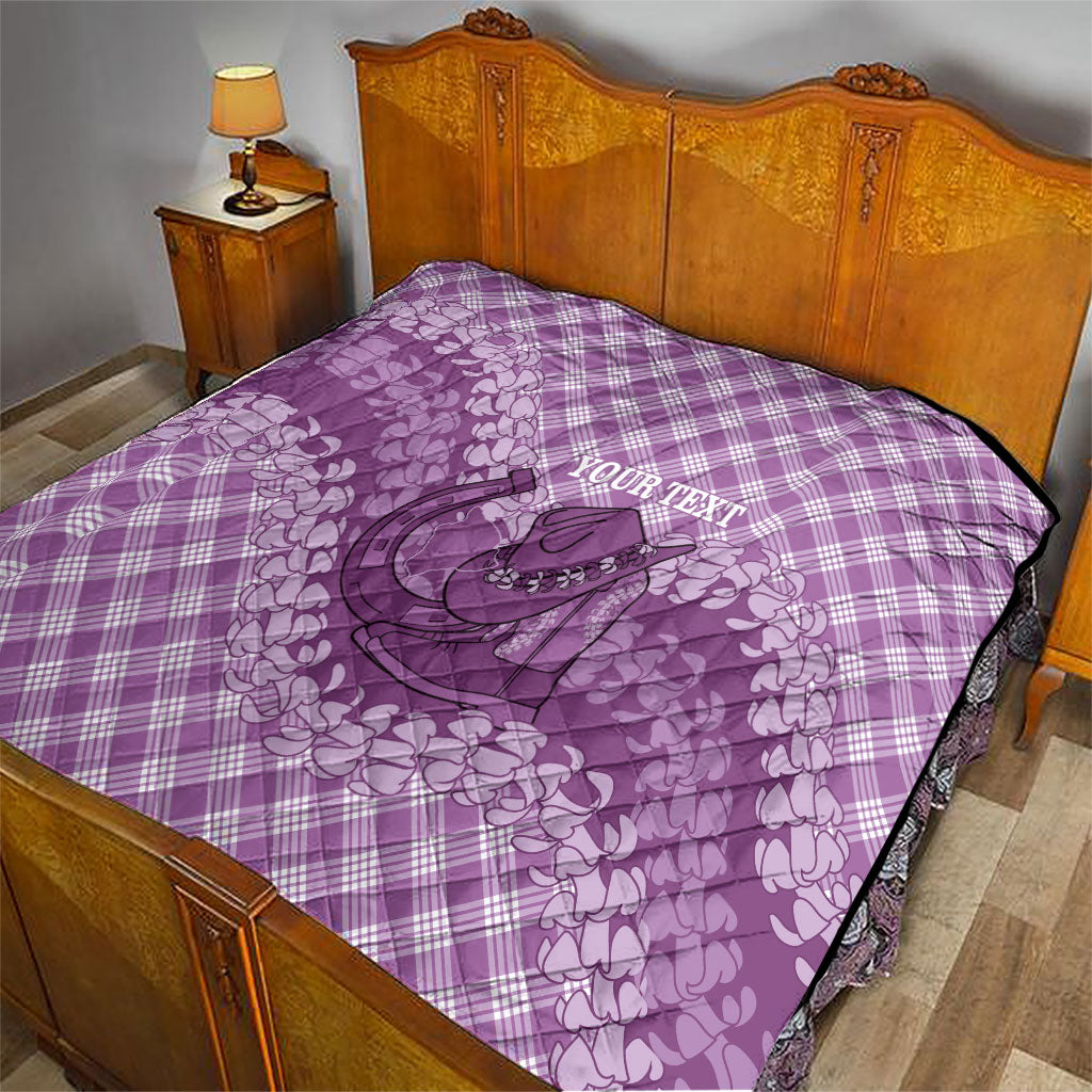 Poni Hawaii Cowboy Palaka Motifs Personalised Quilt Paniolo Festival Puakenikeni Lei LT14 - Polynesian Pride