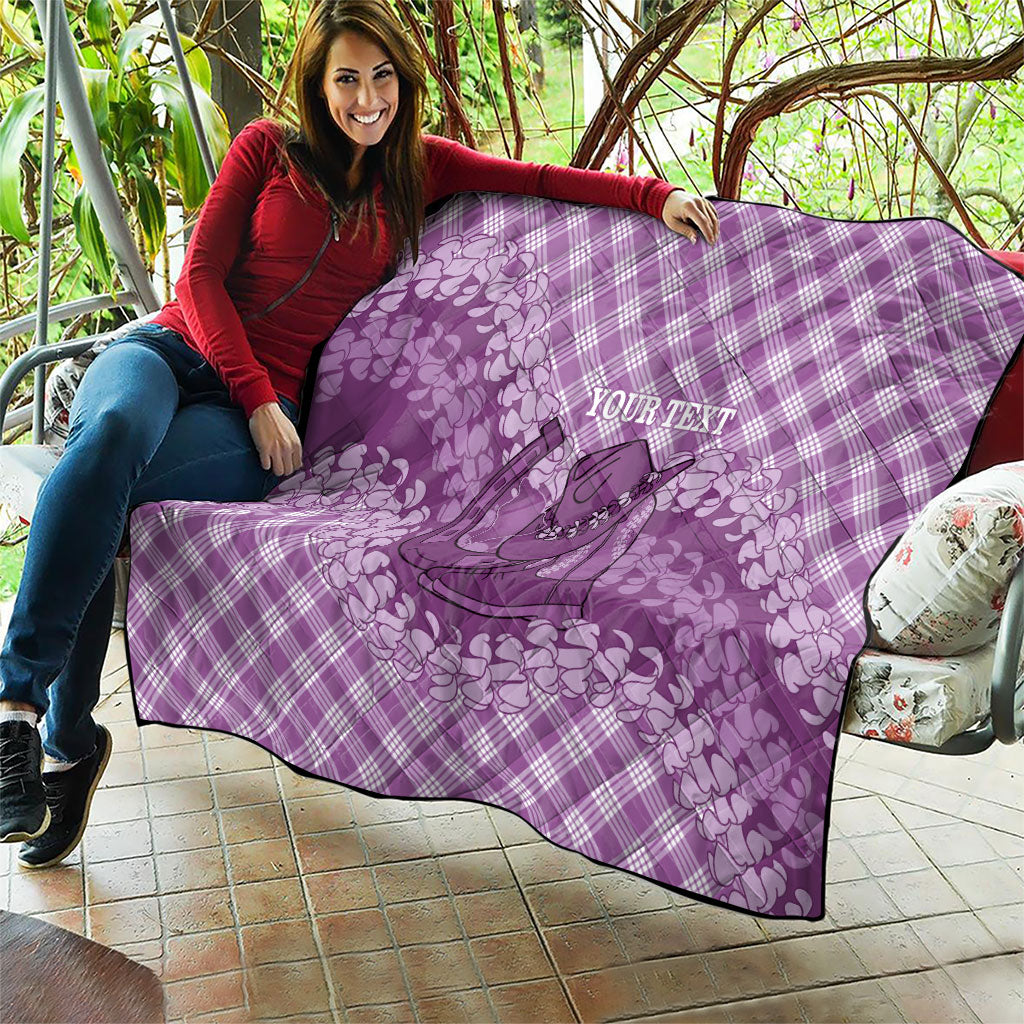 Poni Hawaii Cowboy Palaka Motifs Personalised Quilt Paniolo Festival Puakenikeni Lei LT14 - Polynesian Pride