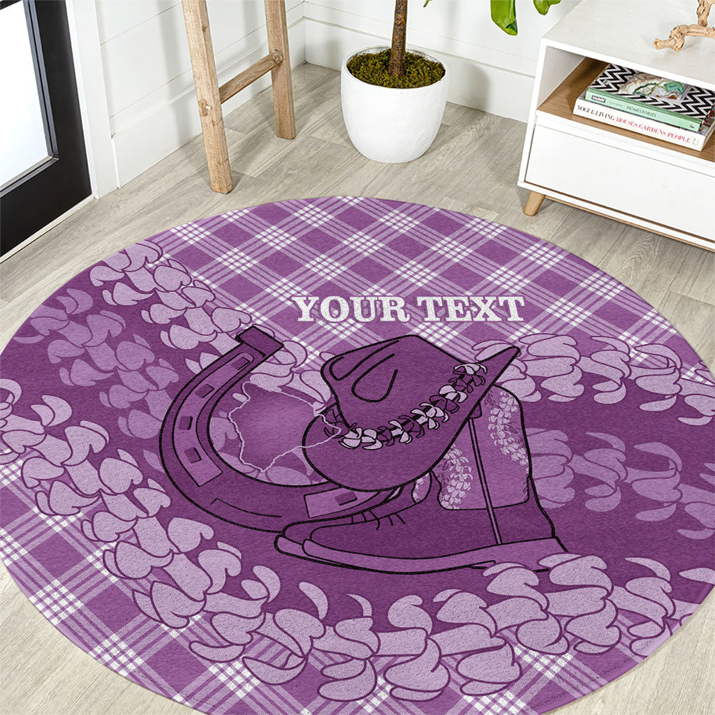 Poni Hawaii Cowboy Palaka Motifs Personalised Round Carpet Paniolo Festival Puakenikeni Lei