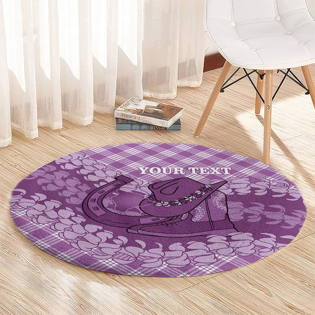 Poni Hawaii Cowboy Palaka Motifs Personalised Round Carpet Paniolo Festival Puakenikeni Lei LT14 - Polynesian Pride