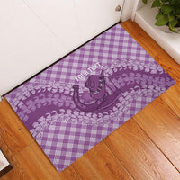 Poni Hawaii Cowboy Palaka Motifs Personalised Rubber Doormat Paniolo Festival Puakenikeni Lei LT14 - Polynesian Pride