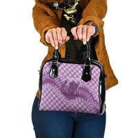 Poni Hawaii Cowboy Palaka Motifs Personalised Shoulder Handbag Paniolo Festival Puakenikeni Lei LT14 One Size Purple - Polynesian Pride