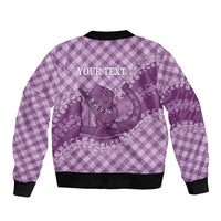 Poni Hawaii Cowboy Palaka Motifs Personalised Sleeve Zip Bomber Jacket Paniolo Festival Puakenikeni Lei LT14 - Polynesian Pride