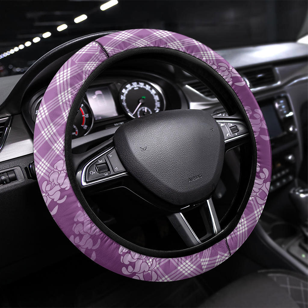 Poni Hawaii Cowboy Palaka Motifs Steering Wheel Cover Paniolo Festival Puakenikeni Lei